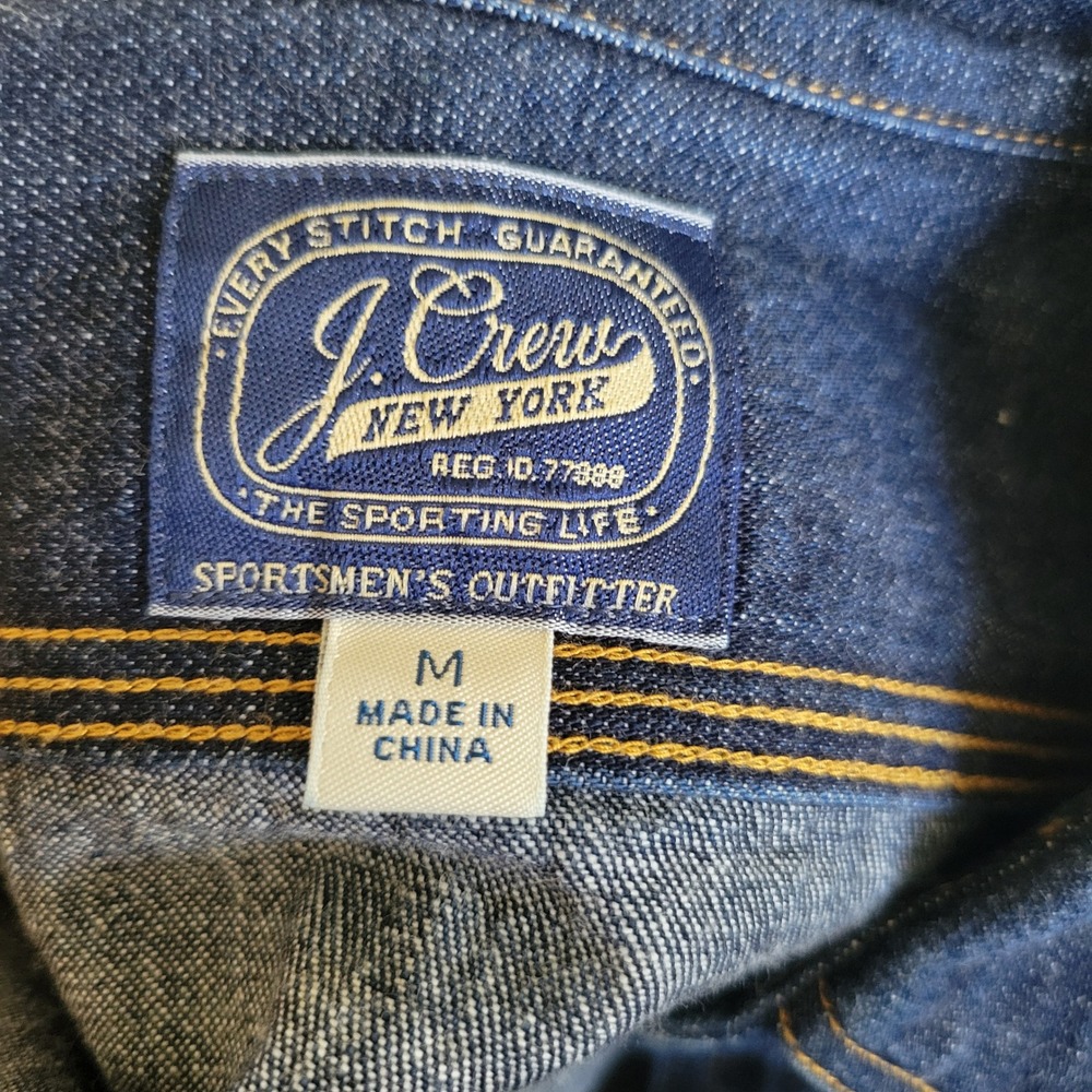 J.Crew Heavyweight Denim Workwear Shirt Dark Wash Minimalist Utility Mens Medium - Picture 7 of 9